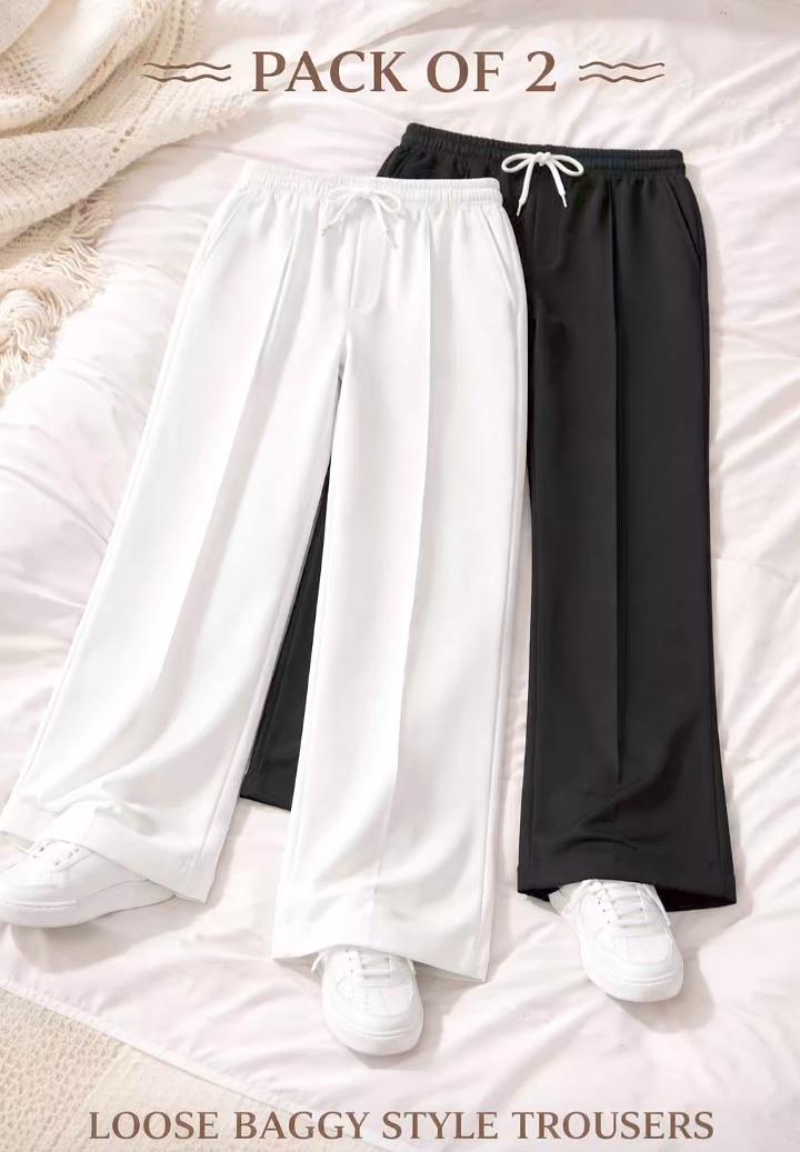 Premium White Loose Baggy Trousers (Black)