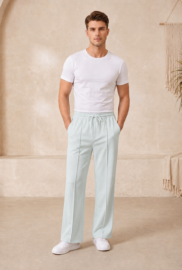 Premium white lose Baggy Trousers (light green)